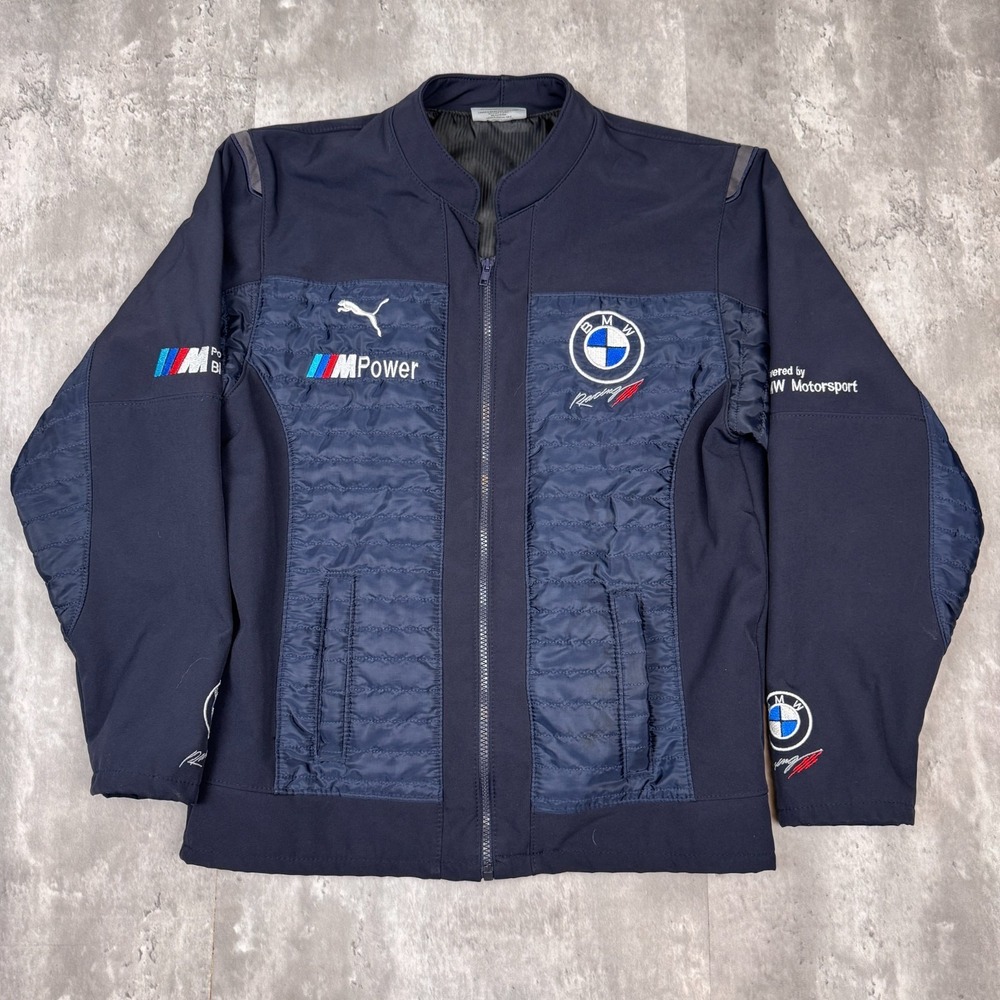 Titoss BMW Racing Jacket Mens Medium Blue Sportscar Zip Car Logo Embroidered